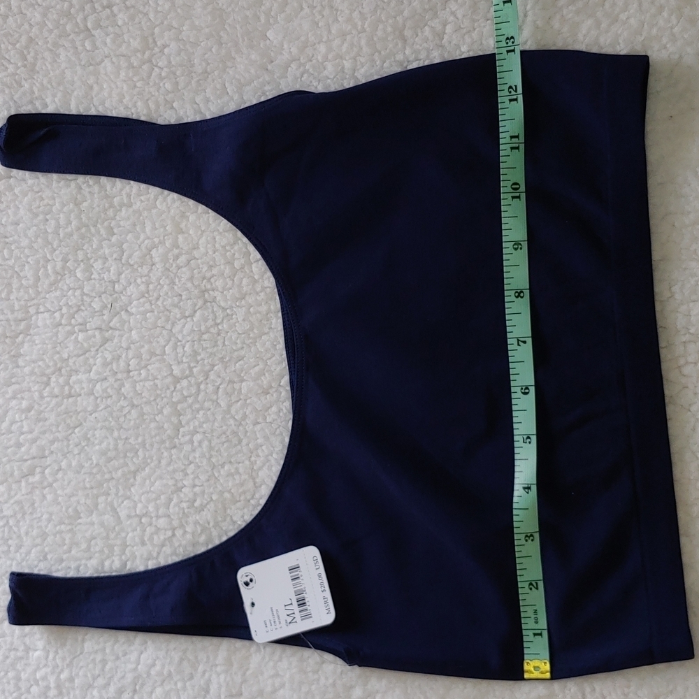 NWT Free People Intimately Navy Blue Scoop Neck Crop Tank Top Size M/L - Picture 5 of 6
